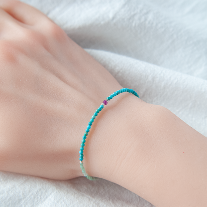 TURQUOISE & JADE WITH RUBY BRACELET "VOYAGE"