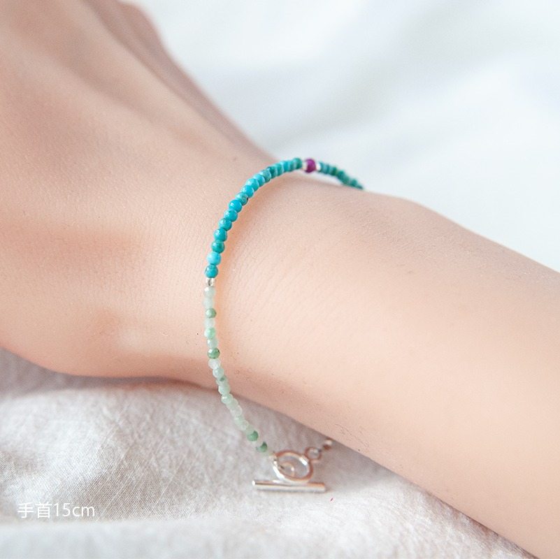 TURQUOISE & JADE WITH RUBY BRACELET "VOYAGE"