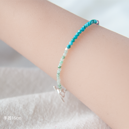 TURQUOISE & JADE WITH RUBY BRACELET "VOYAGE"