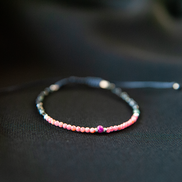 RHODONITE, RUBY & TOURMALINE BRACELET "DAWN"