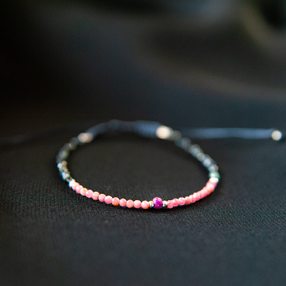 RHODONITE, RUBY & TOURMALINE BRACELET "DAWN"
