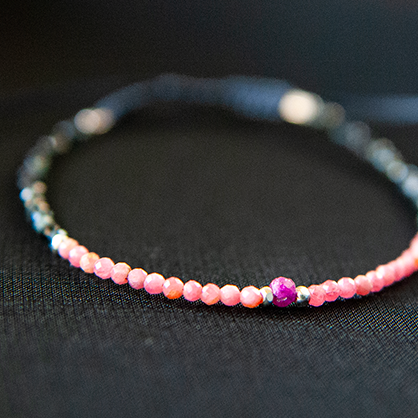 RHODONITE, RUBY & TOURMALINE BRACELET "DAWN"