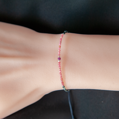 RHODONITE, RUBY & TOURMALINE BRACELET "DAWN"