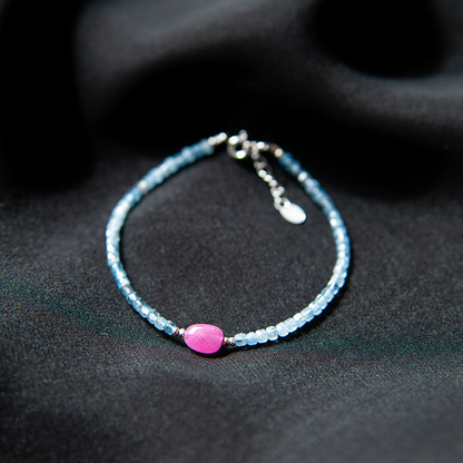 AQUAMARINE & RUBY BRACELET "DEW"