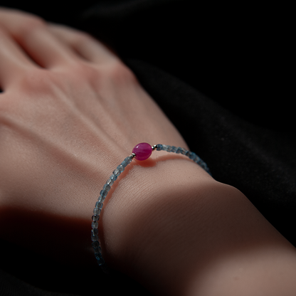 AQUAMARINE & RUBY BRACELET "DEW"