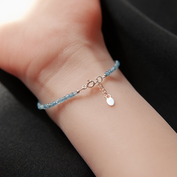 AQUAMARINE & RUBY BRACELET "DEW"