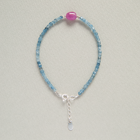 AQUAMARINE & RUBY BRACELET "DEW"