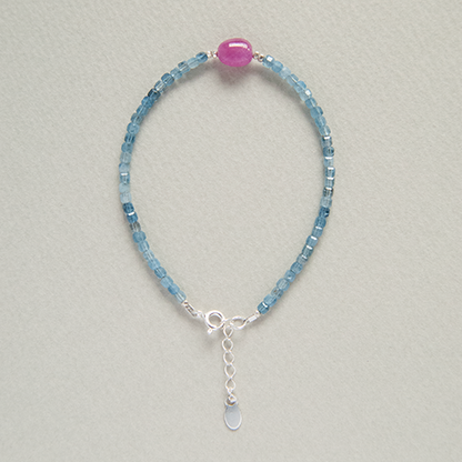 AQUAMARINE & RUBY BRACELET "DEW"