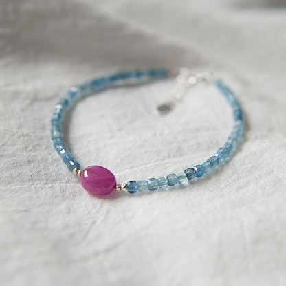 AQUAMARINE & RUBY BRACELET "DEW"