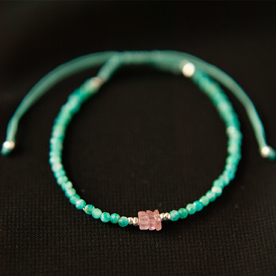 AMAZONITE & PINK SAPPHIRE BRACELET "SWAY"