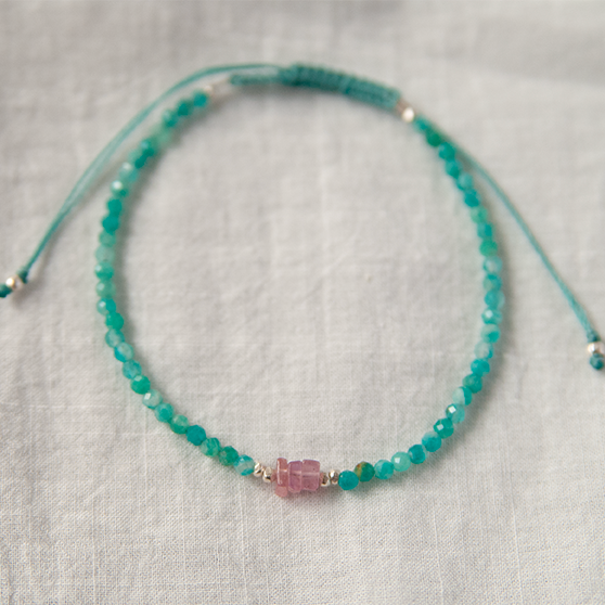 AMAZONITE & PINK SAPPHIRE BRACELET "SWAY"