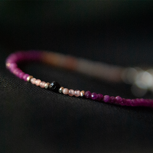 RUBY, INCAROSE & PINK OPAL WITH SAPPHIRE BRACELET "TWILIGHT"