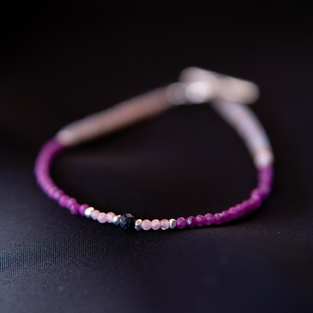 RUBY, INCAROSE & PINK OPAL WITH SAPPHIRE BRACELET "TWILIGHT"