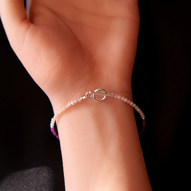 RUBY, INCAROSE & PINK OPAL WITH SAPPHIRE BRACELET "TWILIGHT"