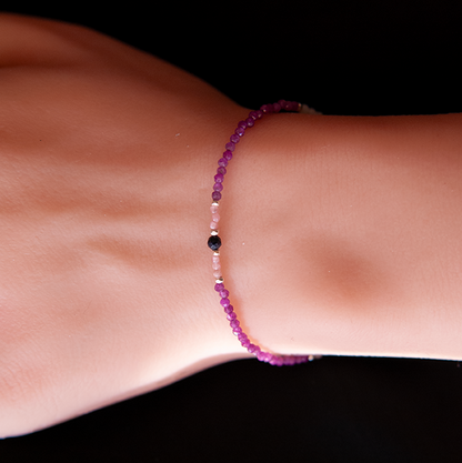 RUBY, INCAROSE & PINK OPAL WITH SAPPHIRE BRACELET "TWILIGHT"