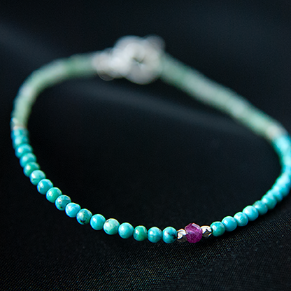 TURQUOISE & JADE WITH RUBY BRACELET "VOYAGE"