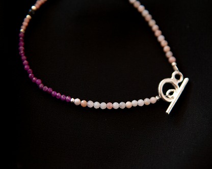 RUBY, INCAROSE & PINK OPAL WITH SAPPHIRE BRACELET "TWILIGHT"