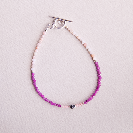 RUBY, INCAROSE & PINK OPAL WITH SAPPHIRE BRACELET "TWILIGHT"