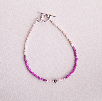 RUBY, INCAROSE & PINK OPAL WITH SAPPHIRE BRACELET "TWILIGHT"
